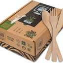 Bamboo Cutlery Set 100 Piece - 50 Forks 25 Knives 25 Spoons - Heavy Duty Disposable Utensils Silverware for Parties Weddings BBQ Camping - Reusable Natural Flatware - 2ZEBRAZ