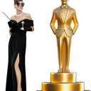 Jetec 6 Feet Movie Night Trophy Cardboard Cutout Standup Life Size Movie Premiere Award Theme Party Decorations Backdrop Photo Booth Red Carpet Gold Male Award Statue Stand-up for Party Decor Supplies