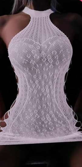 FasiCat Sexy Lingerie for Women Mesh Lingerie Backless Fishnet Minin Dress Glow in The Dark Lingerie Babydoll Halter Chemise, Pack of 2