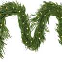 6.6 FT Norfolk Pine Garlands with Light,Artificial Realistic Cedar Garland,Greenery Garland for Mantle,Table,Wall, Indoor, Outdoor Christmas Decorations