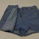 WDIRARA Women's High Waisted Button Front Denim Skort Asymmetrical Hem Wrap Jean Skirt Shorts Medium Wash XS