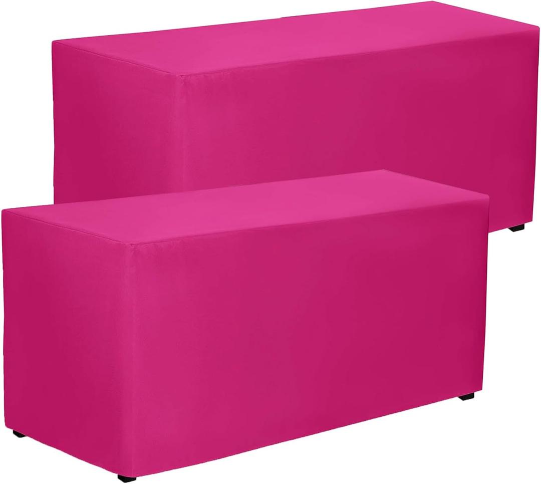 PLOYMONO Fuchsia Fitted Tablecloth, 2 Pack Table Clothes for 4 FT Rectangle Table, (48x24 Inch) Polyester Fabric Cover for Trade Craft Show, Buffet, Banquet, Wedding