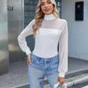 Avidlove Long Sleeve Body Suits Womens Mesh Turtleneck Bodysuit Thong Dressy Going Out Bodysuits Top Fall Outfits (Large, White)