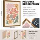 Boho Flower Wall Art Decor Abstract Floral Canvas Prints Botanical Plant Wall Art Pictures Minimalist Flower Market Painting Poster for Living Foom Bedroom 16x24 Inch Wood Framed Set of 3