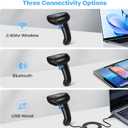 Bluetooth 1D&2D Barcode Scanner, 3-in-1 Bluetooth & USB Wired & 2.4G Wireless QR Barcode Reader, PDF417 Data Matrix Handheld Bar Code Scanner Work with Windows, Android, iOS (TM-10B)