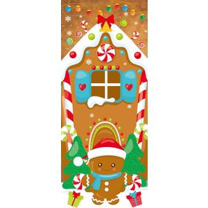 Christmas Gingerbread House Door Cover Ginger Bread Holiday Decoration 72 x 30 Inches