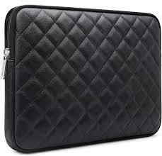 RAINYEAR 16 Inch Laptop Sleeve Diamond PU Leather Case Shockproof Water Resistant Zipper Cover Carrying Bag Compatible with 16" MacBook Pro/Max A2141 A2485 A2780 A2991 A3403 A3186(Black)