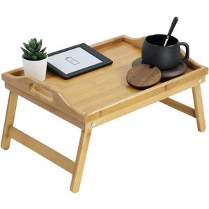 KKTONER Bamboo Bed Table Tray Breakfast Tray with Folding Legs Bed Tray for Eating and Laptop Serving Trays for Bedroom Snack Tray Bed Table Drawing Table (40)