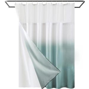 YI & ZE Waffle Weave Shower Curtain with Snap-in Fabric Liner Set, Hotel Style, Slub Textured Shower Curtain, 12 Metal Hooks Included, Waterproof & Washable Heavyweight Fabric, Teal, 72" W x 72" H