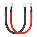 A ABIGAIL 2 AWG Battery Cable 2Gauge Pure Copper Battery Inverter Cables with 5/16 in Lugs Both Ends Power Inverter Wire Set for Automotive Solar Power Inverter Marine Boat RV Car Motorcycle (1FT)