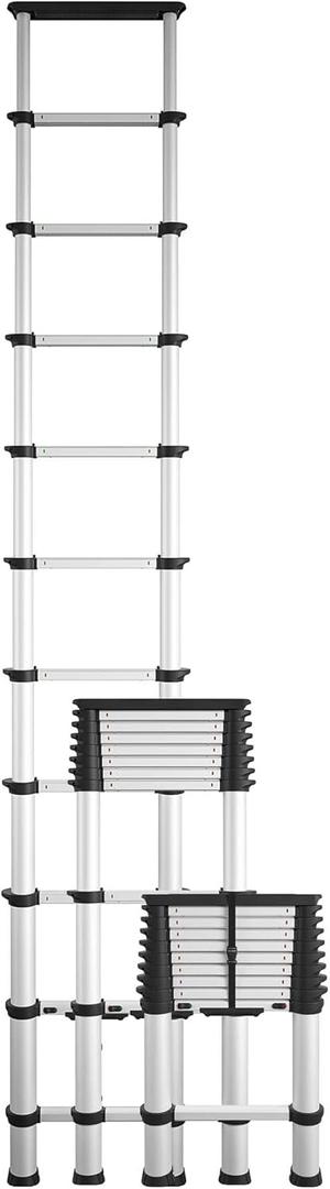 COSCO SmartClose 8.5-ft Max Reach Height Aluminum Telescoping Ladder with Ergonomic Grips and Top Cap, 300 lb. Weight Capacity, ANSI Type 1A Rating
