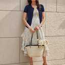 GRACE KARIN Short Sleeve Cardigan Summer Button up Sweaters for Women Lightweight Crew Neck Casual Outfits (Blue, M)