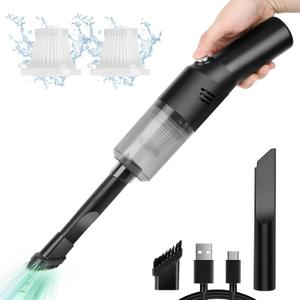 Auloea Portable Mini Car Vacuum Cleaner, High Power Cordless(400g) Handheld Rechargeable Vacuum Cleaner for Desk V06 (Black)