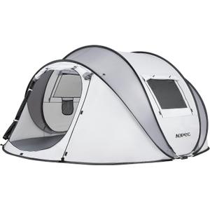 Pop Up Camping Tent, 4 Person Instant Tent Waterproof PU4500mm, Spacious Ventilated Camping Tent with Front Porch, Quick Setup Lightweight Portable for Outdoor Camping Hiking Beach