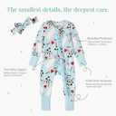 PATPAT Bamboo Viscose Baby Footie with Headband, Size: 18-24 Months, Blue