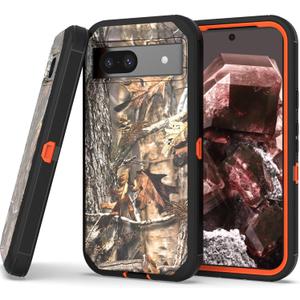 CoverON Rugged Designed for Google Pixel 8a Case, Heavy Duty Constuction Military Grade A Etched Grip Hybrid Rigid Armor Skin Cover Fit Pixel 8a Phone Case - Camo