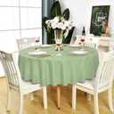 Sage Green Round Tablecloth - Waterproof Stain Resistant Wrinkle Free Table Cloth, 210GSM Polyester Washable Wipeable Table Cover for Party, Banquet, Indoor and Outdoor (60 inch, Circle)