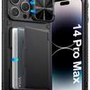 ATATOO for iPhone 14 Pro Max Case Wallet, Built-in Card Holder (3-5 Cards) [RFID Blocking] & Slide Camera Cover, Military Grade Protection, Rugged Silicone Phone Case for 14 Pro Max 6.7" 2022, Black