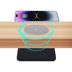 1.97"(50mm) NiiTTER Invisible Wireless Charger, Under Desk Wireless Charger, Hidden Charging Station for iPhone 17/16/15/14/13/12/ Samsung Galaxy S25/S24/S23/S22/S21(Adapter Included)