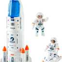 Wbzle Rocket Ship, Space Shuttle Astronaut & Space Adventure Toys,Science Educational Rocket Toys for Kids 3-5 - Lights/Music/Spray