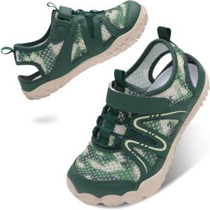 LeIsfIt Kids Sandals Boys Girls Wide Sandals Non-slip Toddler Water Sandal Shoes Lightweight Barefoot for Beach Swim Hiking (Green, 13 Little Kid)