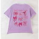 SOLY HUX Girl's Summer Short Sleeve Bow Graphic Tee Shirts (Purple)