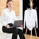 Tapata Womens Bodysuit Blouse Button Down One-Piece Long Sleeve Solid Office Work Shirt Casual Tops