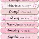 Riletese 10 Pcs Inspirational Bible Verses Wall Art Decor, Christian Positive Affirmations Bedroom Bathroom Wall Decor, Pink Bow Aesthetic Room Decor for Teen Girls