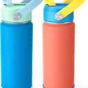 Fimibuke Kids Insulated Water Bottle, 18oz BPA FREE Kids Cups with Straw Double Wall Vacuum Tumbler 18/8 Stainless Steel Leak Proof Toddler Water Bottle for School Boys Girls (2 Pack, Ocean Life)