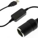USB-A Male to 12V 8W Step-Up Car Cigarette Lighter Socket Adapter Cable | For dash cameras, GPS units, LED light strips and automotive electronics drawing no more than 8W 1FT