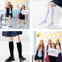 Marchare Girls Knee High Socks Kids Boys School Uniform Seamless Cable Knit Cotton Socks Stockings White Black Navy 3/6 Pack (Black)