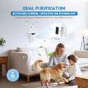 Cat Litter Deodorizer, Plug In Air Purifier for Litter Box, Pet Odor Eliminator with Activated Charcoal & Ionic Air Ionizer, Filterless Air Freshener for Bathroom, Bedroom, Small Room (Natural White)