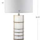 JONATHAN Y 31" Silver Leaf Resin Table Lamp, Modern Farmhouse Wrapped Rope Bedside Lamp for Living Room Bedroom, White Linen Drum Shade, UL Listed, LED Bulb Included JYL1012A