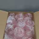 24 Pack Pink Plastic Wine Cups, 14oz Disposable Stemless Ribbed Wine Glasses, Cute Clear Unbreakable Outdoor Cocktail Glasses, Heavy Duty Plastic Drinking Cup for Galentine Wedding Party Mimosa Bar