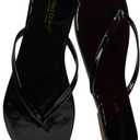 Project Cloud Flip Flops for Women - Memory Foam Flats Summer Sandals for Women 2025 - Vegan Leather Lightweight Womens Sandals Summer Beach Essentials Slides (Black)