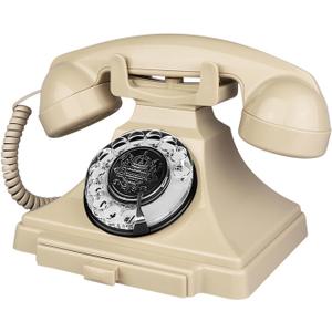 Retro Landline Telephone, Corded Antique Phone Vintage, 1930s Rotary Dial Home Decor Phone, Old Fashion Decorative House Phones for Seniors, Working Basic Rotary Phones for Home/Office/Hotel/School (Ivory)