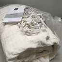 Dowin Electric Blanket King Size - Waffle Heated Blanket with Dual Control, 5 Heating Levels, 10 Hrs Auto Off, Sherpa Fleece Warming Blanket for Bed, Machine Washable, 90x100 Beige