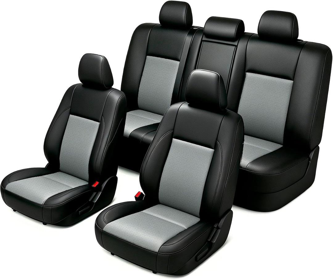 IKABEVEM Custom Fit Seat Covers for Toyota Corolla (LE,Sedan L,LE Plus,LE ECO) 2014 2015 2016 2017 2018 2019 Full Set (Black+Grey, 2014-2019 Corolla)