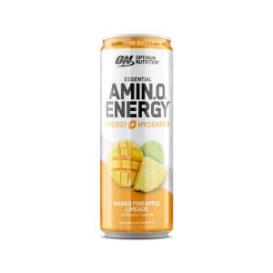 Optimum Nutrition Amino Energy Sparkling Hydration Drink, Electrolytes, Caffeine, Amino Acids, BCAAs, Sugar Free, Mango Pineapple Limeade, 12 Fl Oz, 1 count (EXP 03/18/27)