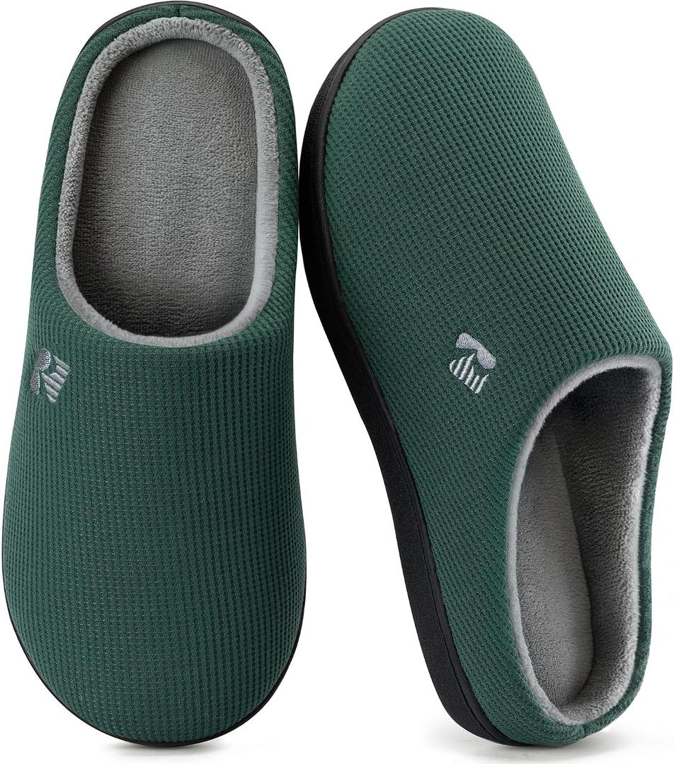 RockDove Men's Original Two-Tone Memory Foam Slipper, Size 7-8 US Men, Greyish Green
