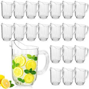 Tessco for you 20 Pcs Plastic Pitchers 60 Ounce Clear Restaurant Jug Large Water Pitcher Carafe Serve Milk Tea Juice Drink for Parties Container Dispenser Beer Jar
