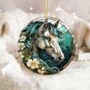 5 x Horse Ornament 2025  White Elephant Gift Ornament, Artistic Horse Lover Gift, Rustic Farmhouse Holiday Tree Decoration, Animal Art Floral, Country Home Dcor