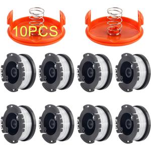 10 Pack Weed Eater String Compatible with Black+Decker, AF-100 0.065" Weed Wacker String Refill 240ft Automatic Feed String Trimmer Replacement Spool Line for Black&Decker(8 Spool+2 Cap+2 Spring)