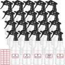 Rtteri 20 Pack 32oz Plastic Spray Bottles for Cleaning, Empty Spray Bottles Bulk, Adjustable Leak Proof with Label for Plants Pet BBQ Kitchen (Black)