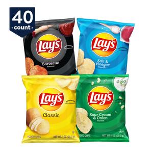 Lay's Potato Chips, Regular & Kettle Variety Pack, (Pack of 40) Best Before: OCT/22/2024