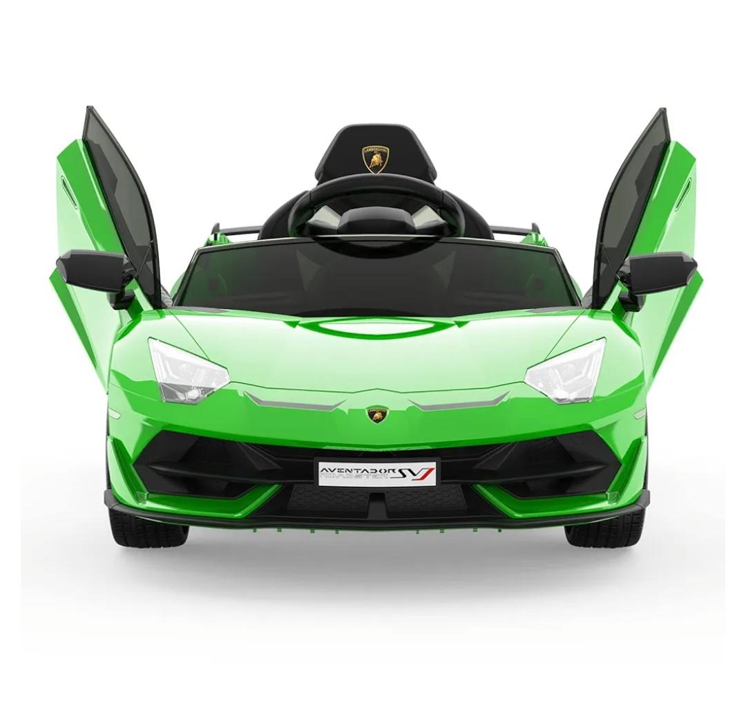 Patikuin 12v Ride on Car, Battery Powered Electric Car for Kids, Ride on Toys w/Parent Remote Control, Two- Motor Drive, Bluetooth Player, Double Door, Slow Start,Licensed Lamborghini, Green