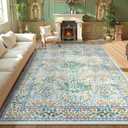 Lahome Floral Washable Rugs 8x10, Soft Green 8x10 Area Rugs for Living Room Bedroom, Boho Non-Slip Forest Stain Resistance Large Throw Carpet for Farmhouse Dining Room Office Giverny, Green