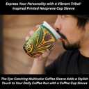 Neoprene Insulated Cup Sleeve for Iced Coffee, Hot & Cold Beverages  Reusable, Washable Drink Holder Cup Sleeve  Anti-Slip, Eco-Friendly, Multi-Color Design (PALMS, MEDIUM)