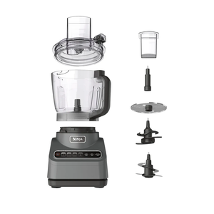 Ninja Food Processor, Professional Plus, 1000 Peak Watts, 4 Functions for Chopping, Slicing, Purees & Dough with 9-Cup Processor Bowl, 3 Blades, Food Chute & Pusher, Silver, BN601
