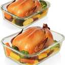 Razab 4 Pc (2700ML/ 91 Oz & 1520ML/ 51 Oz) Airtight Large Glass Food Storage Containers with Lids - BPA Free, Leak Proof Meal Prep Containers (2 Containers + 2 Lids) Microwave, Oven & Freezer Safe